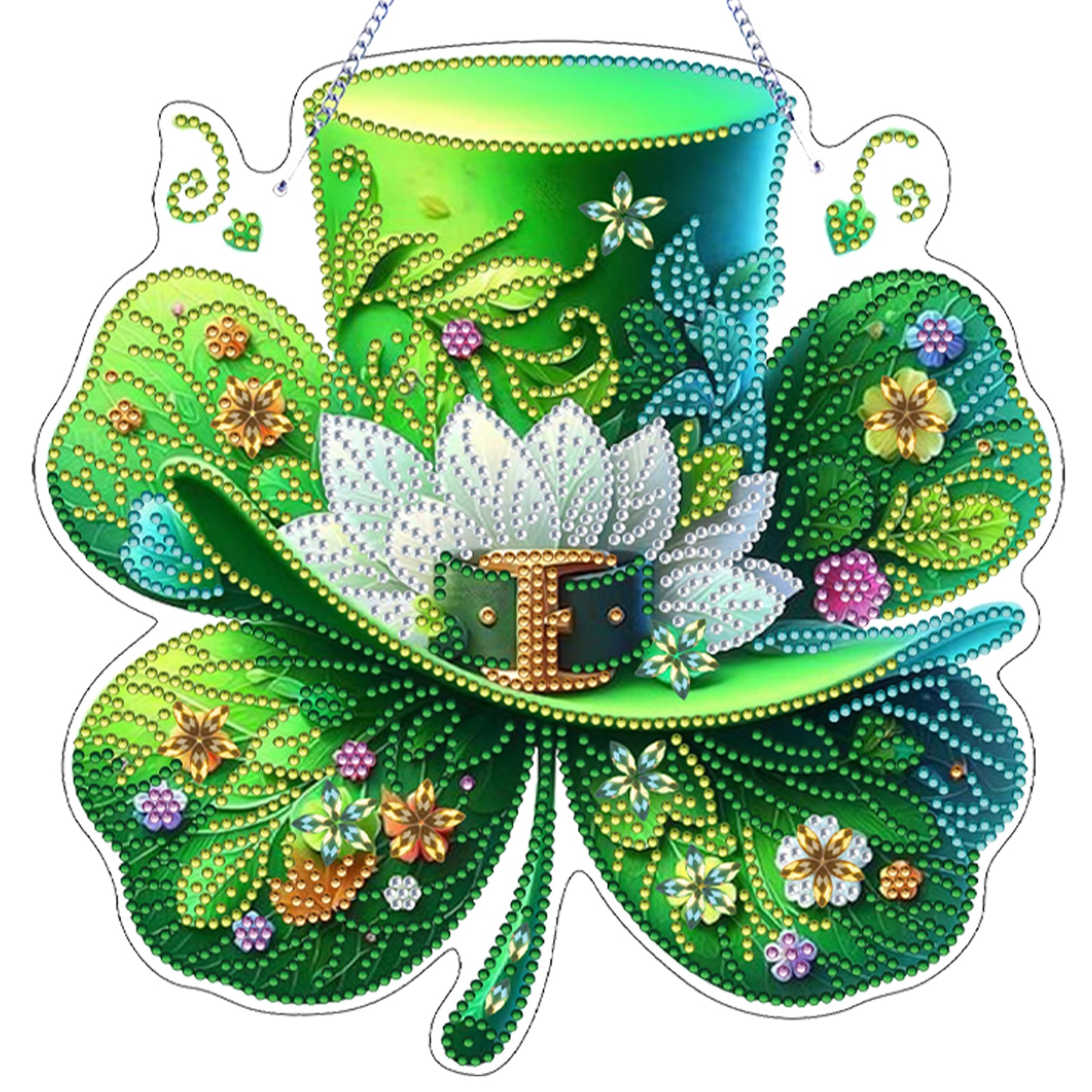 St Patricks Day 1 DIY 2D Flat Acrylic Diamond Painting Dots Pendant for Adults