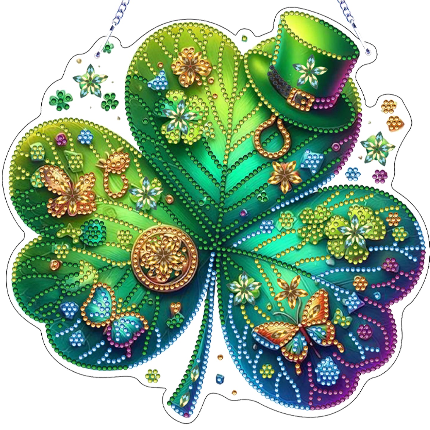 St Patricks Day 2 DIY 2D Flat Acrylic Diamond Painting Dots Pendant for Adults