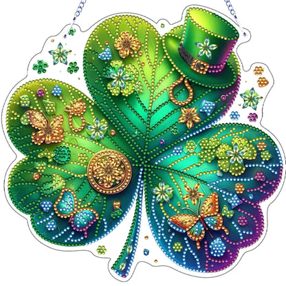 St Patricks Day 2 DIY 2D Flat Acrylic Diamond Painting Dots Pendant for Adults