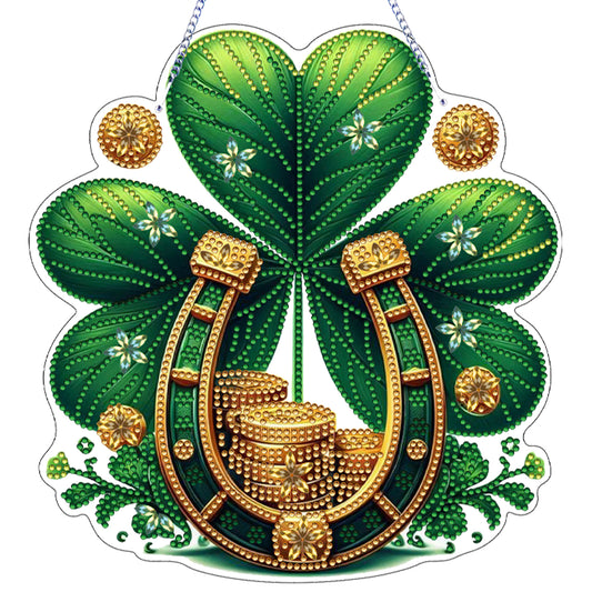 St Patricks Day 3 DIY 2D Flat Acrylic Diamond Painting Dots Pendant for Adults