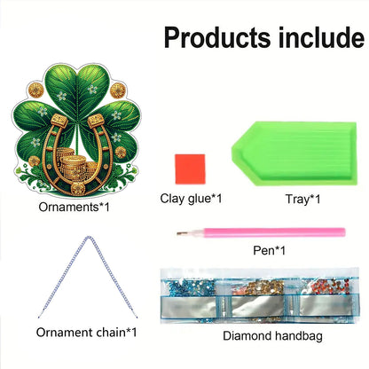 St Patricks Day 3 DIY 2D Flat Acrylic Diamond Painting Dots Pendant for Adults