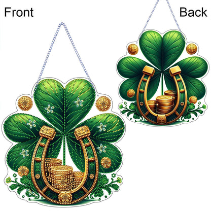 St Patricks Day 3 DIY 2D Flat Acrylic Diamond Painting Dots Pendant for Adults