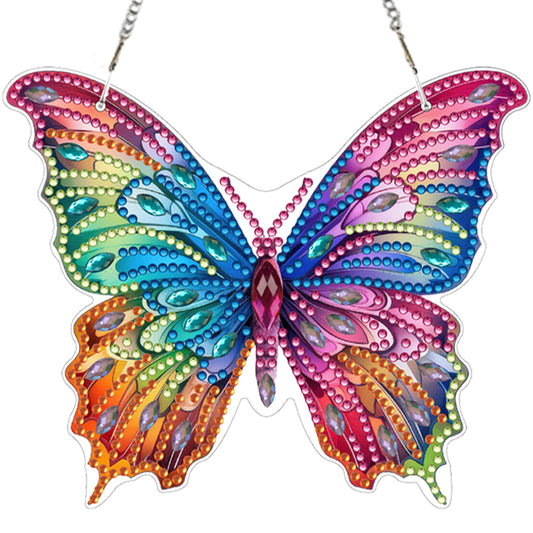 4pcs Butterfly Floral DIY 2D Flat Acrylic Diamond Painting Pendant Kit for Home