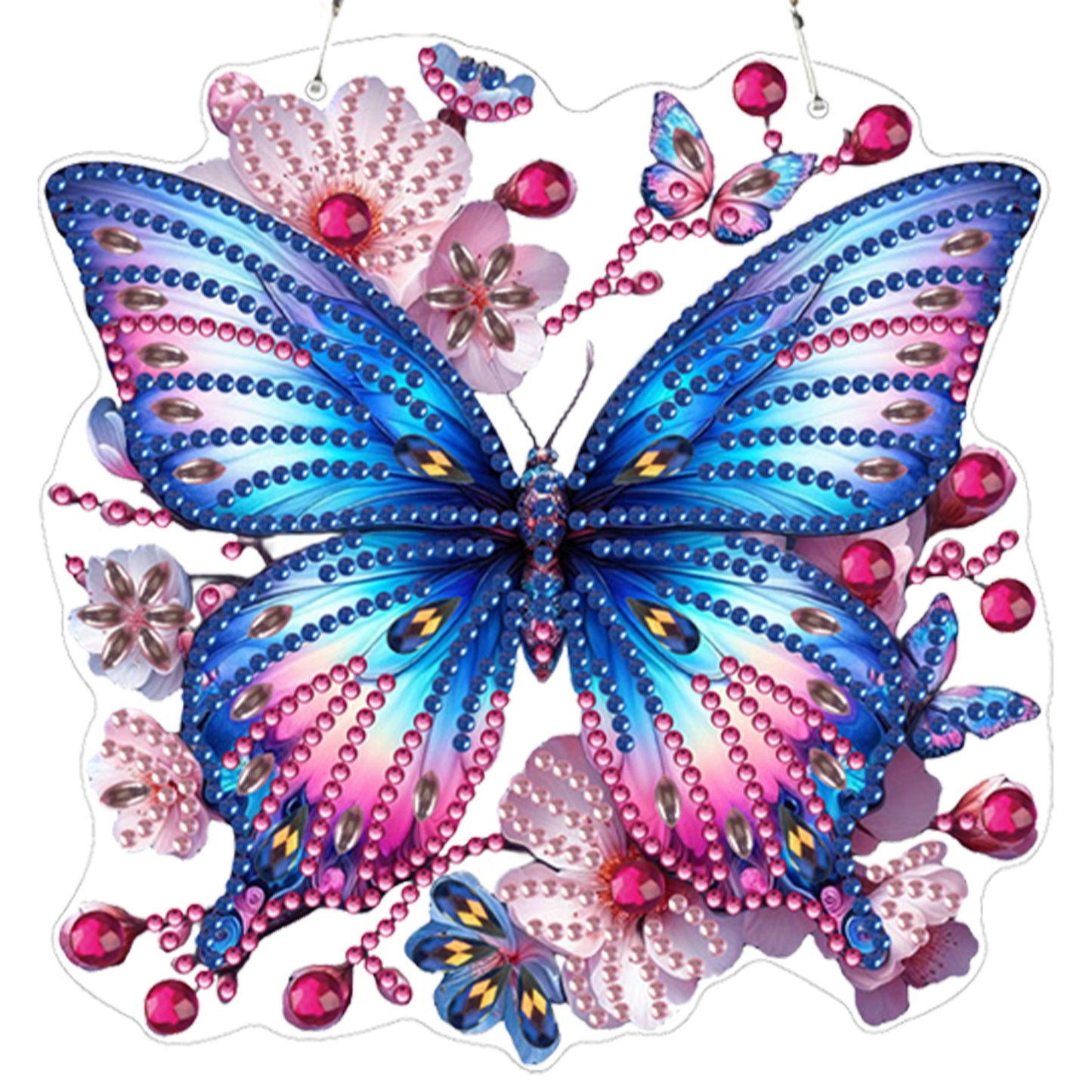 4pcs Butterfly Floral DIY 2D Flat Acrylic Diamond Painting Pendant Kit for Home