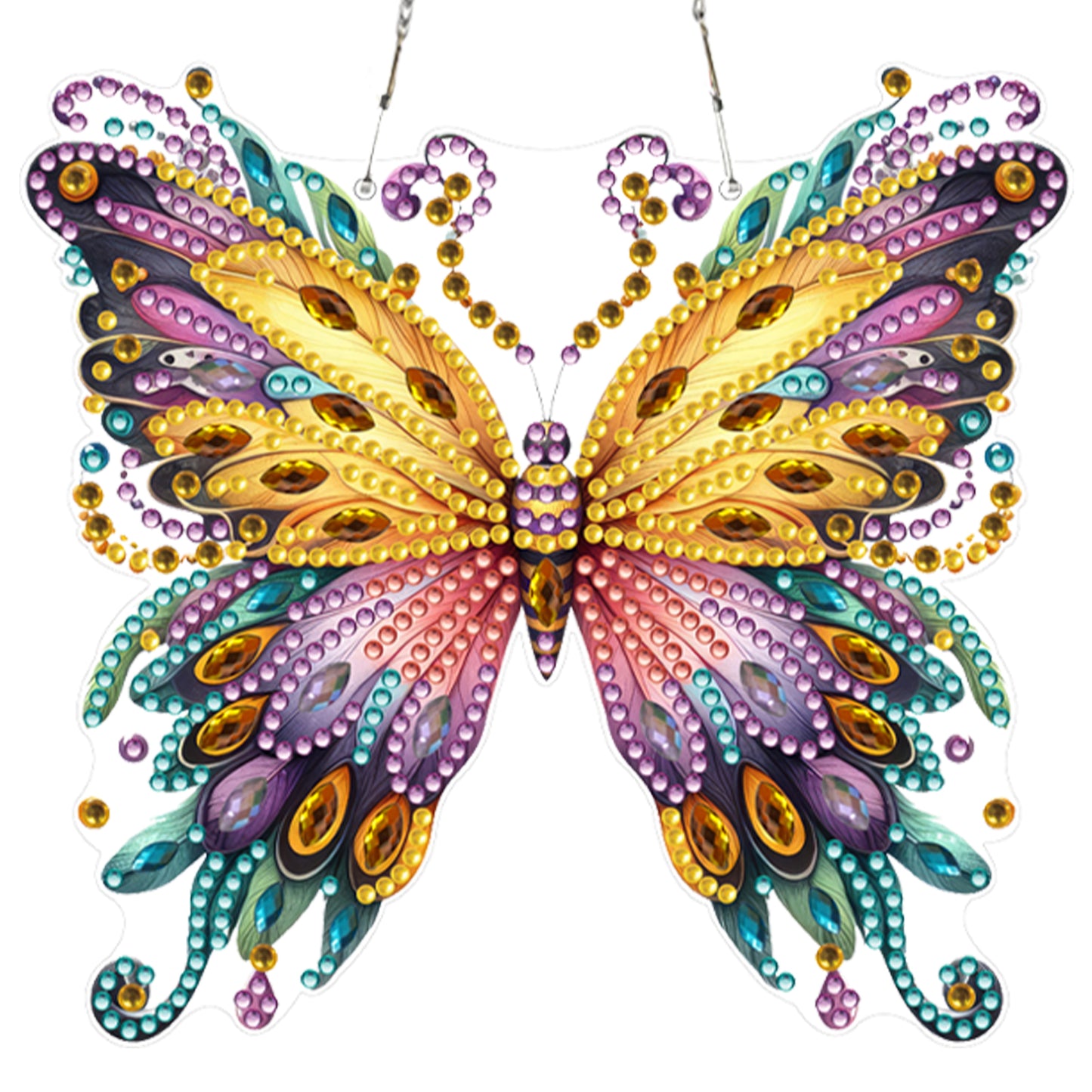 4pcs Hanging Butterfly DIY 2D Flat Acrylic Diamond Painting Pendant Kit for Home