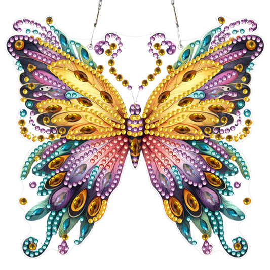 4pcs Hanging Butterfly DIY 2D Flat Acrylic Diamond Painting Pendant Kit for Home