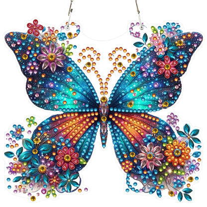 4pcs Hanging Butterfly DIY 2D Flat Acrylic Diamond Painting Pendant Kit for Home