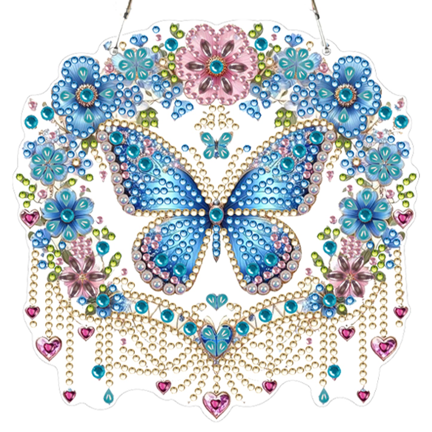 4pcs Hanging Butterfly DIY 2D Flat Acrylic Diamond Painting Pendant Kit for Home