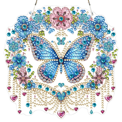 4pcs Hanging Butterfly DIY 2D Flat Acrylic Diamond Painting Pendant Kit for Home