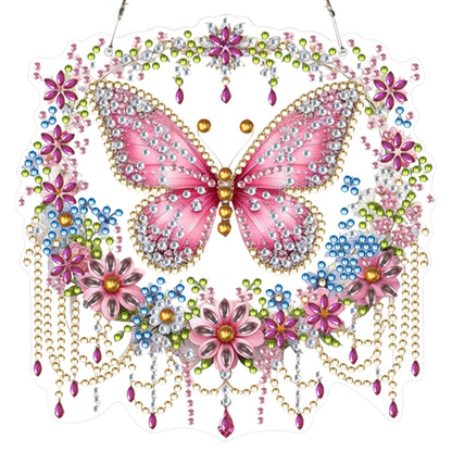 4pcs Hanging Butterfly DIY 2D Flat Acrylic Diamond Painting Pendant Kit for Home