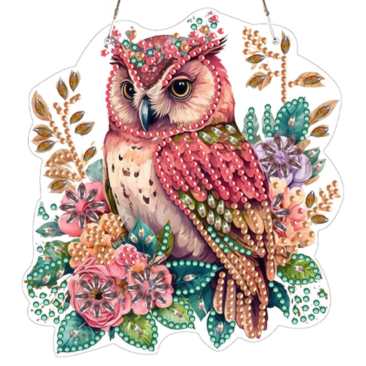 4pcs Owl DIY 2D Flat Acrylic Diamond Painting Pendant Kit for Adults Home Decor