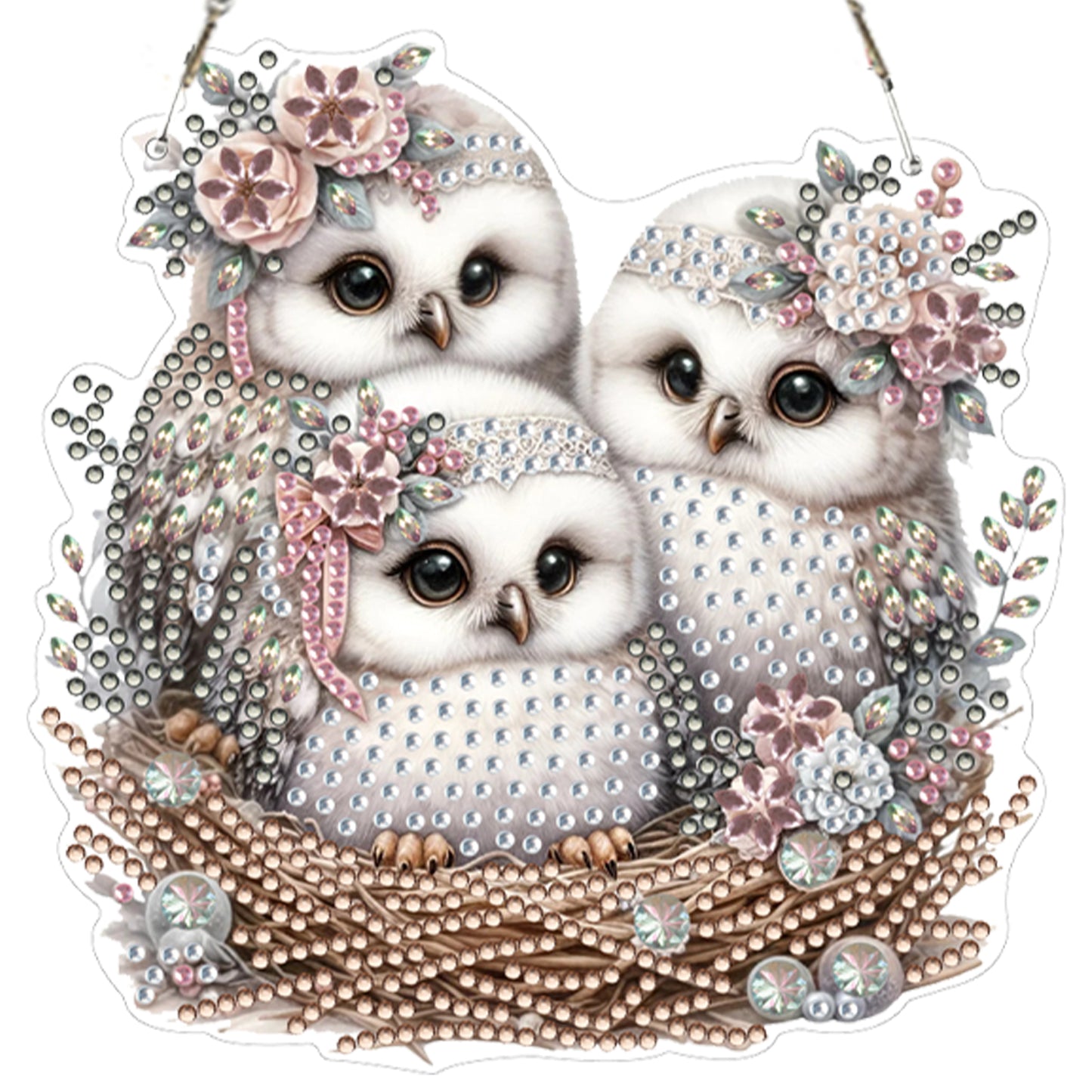 4pcs Owl DIY 2D Flat Acrylic Diamond Painting Pendant Kit for Adults Home Decor