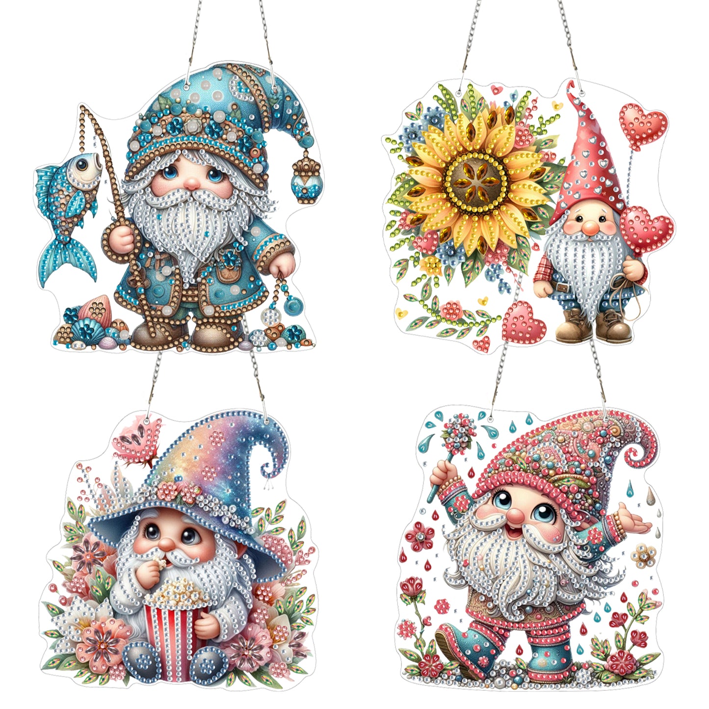 4pcs Goblin DIY 2D Flat Acrylic Diamond Painting Pendant Kit for Home Decor