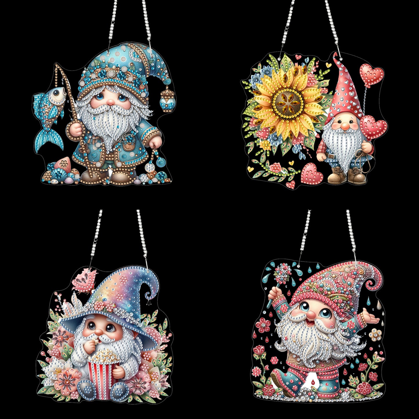 4pcs Goblin DIY 2D Flat Acrylic Diamond Painting Pendant Kit for Home Decor