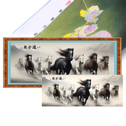 Horse - 11CT Stamped Cross Stitch 150*60CM(Mona Lisa Brand)