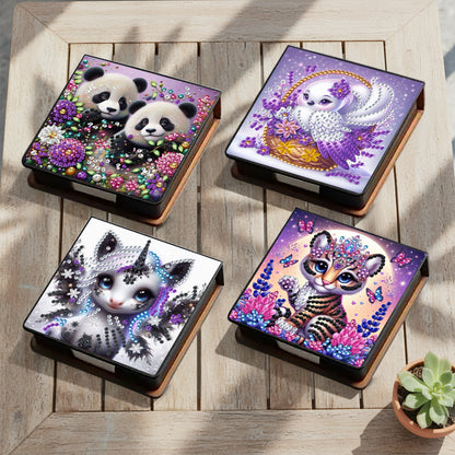Animal PU DIY 5D Diamond Painting Note Box 640 Blank Notepads for Home Office