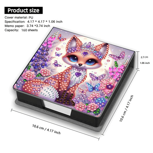 Purple Animals PU DIY 5D Diamond Painting Note Box 640 Blank Notepads for Office