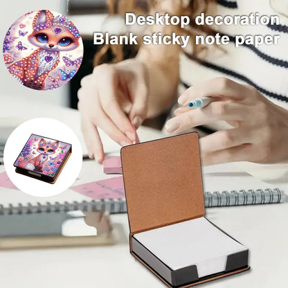 Purple Animals PU DIY 5D Diamond Painting Note Box 640 Blank Notepads for Office