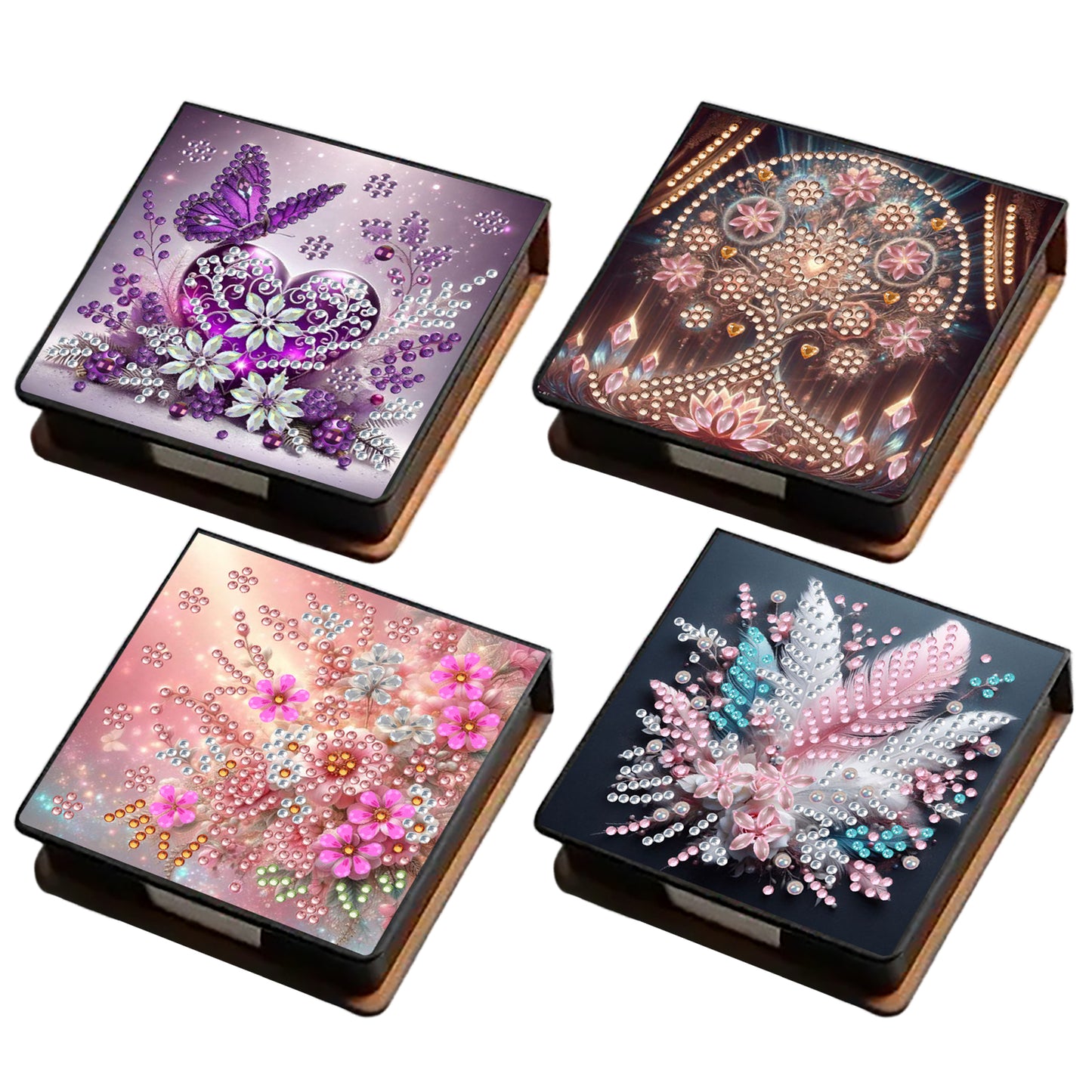 Flower PU DIY 5D Diamond Painting Note Box 640 Blank Notepads for Home Office