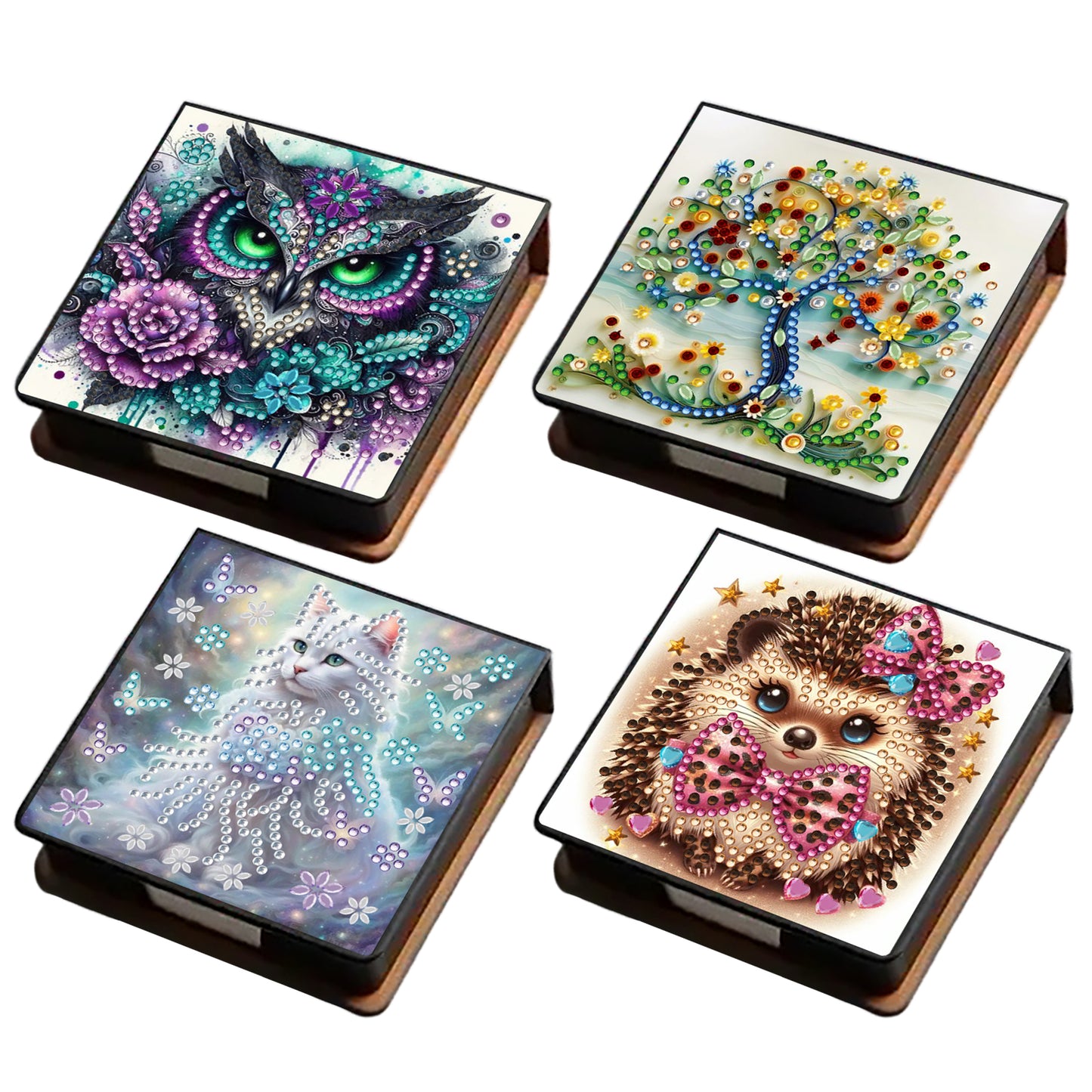 Animals and Trees PU DIY 5D Diamond Painting Note Box 640 Blank Notepads Office