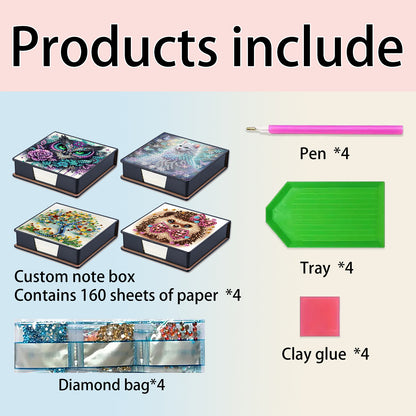 Animals and Trees PU DIY 5D Diamond Painting Note Box 640 Blank Notepads Office
