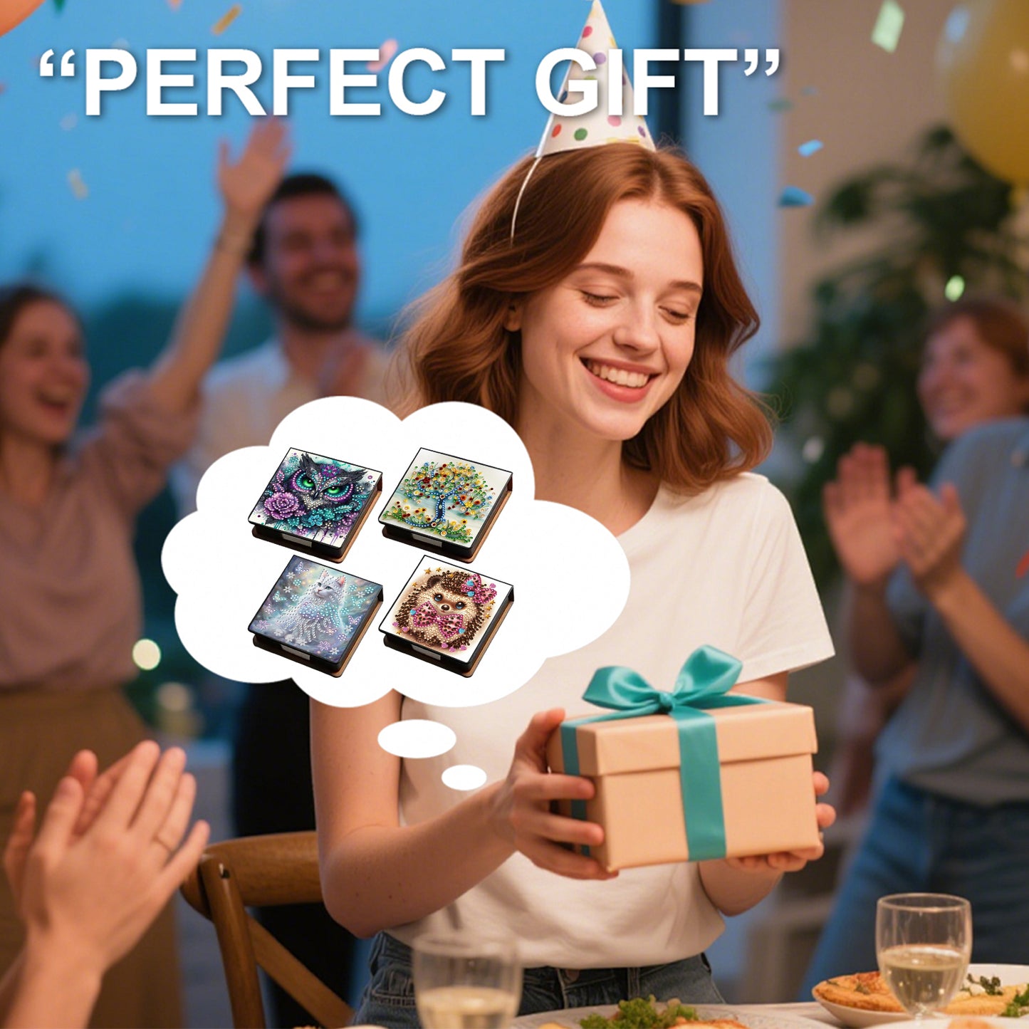 Animals and Trees PU DIY 5D Diamond Painting Note Box 640 Blank Notepads Office