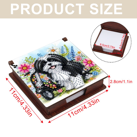 Butterflies and Flowers Wooden DIY 5D Diamond Painting Note Box for Office Home