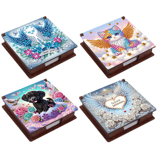 Animal Angels Wooden DIY 5D Diamond Painting Note Box 640 Notepads Office Home