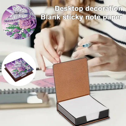 Blue Flowers Wooden DIY 5D Diamond Painting Note Box 640 Notepads Office Home