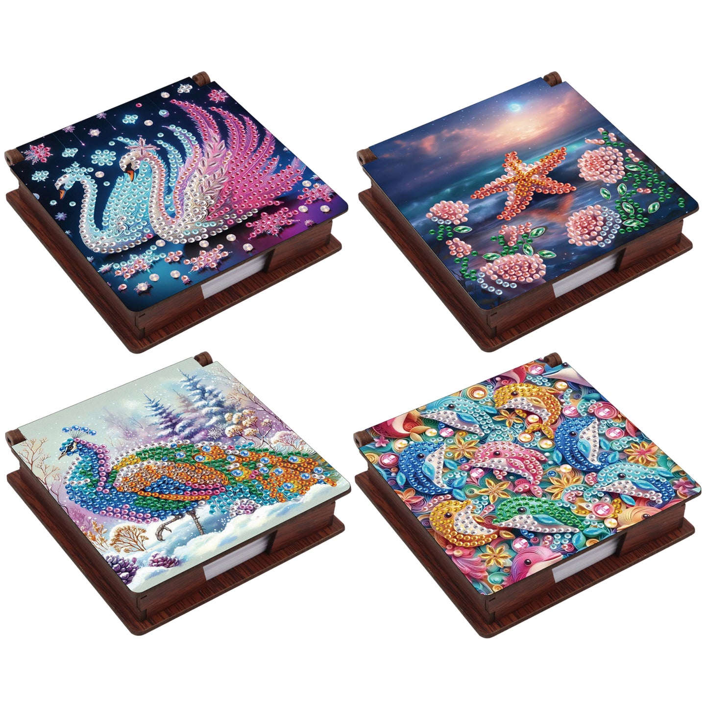 Animal Ambience Wooden DIY 5D Diamond Painting Note Box 640 Notepads Office Home