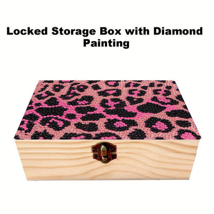 Pink Leopard Print DIY Wooden 5D Diamond Art Diamond Art Storage Box for Adults