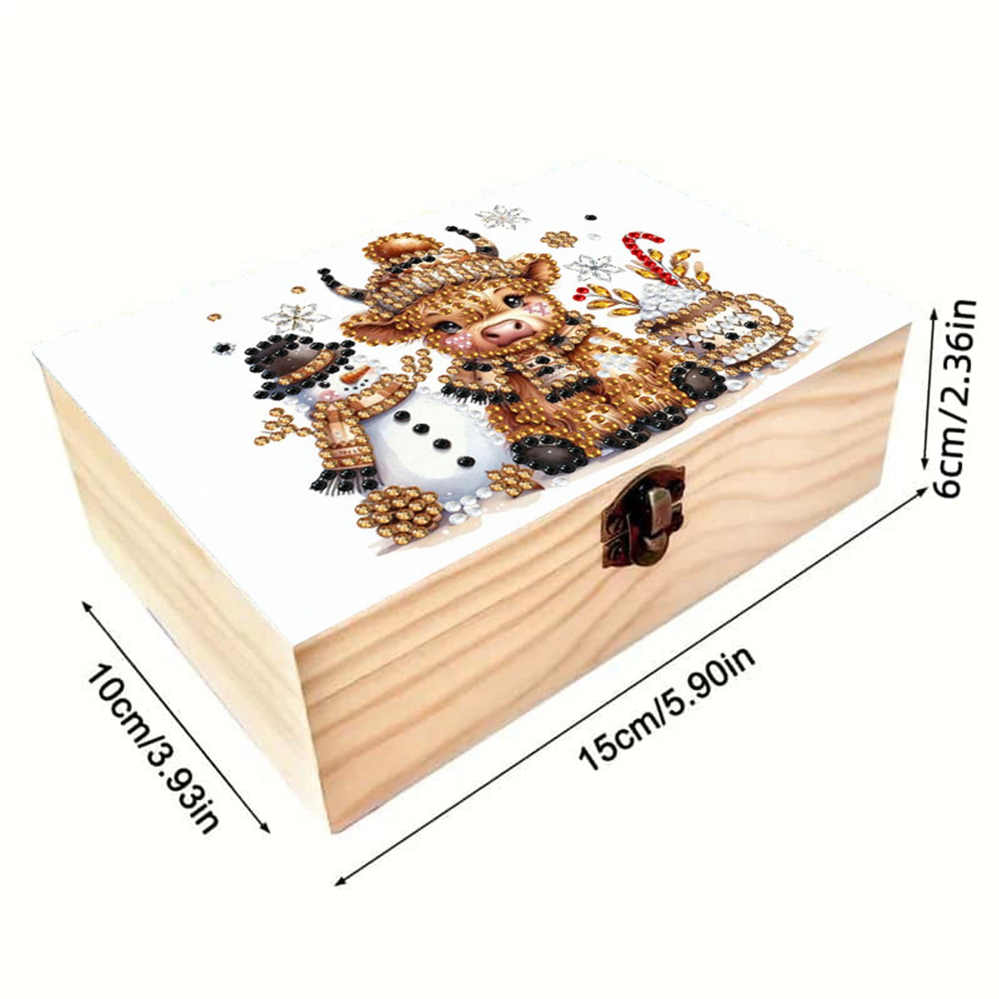 Cows and Snowmen DIY Wooden 5D Diamond Art Diamond Art Storage Box for Adults