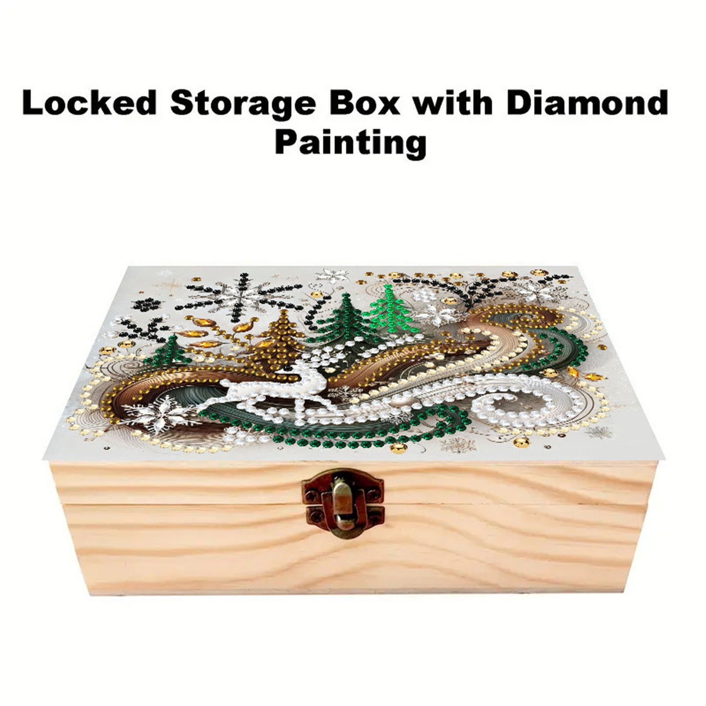Deer DIY Wooden 5D Diamond Art Diamond Art Storage Box for Adults Gifts Desktop