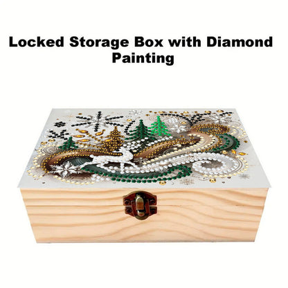 Deer DIY Wooden 5D Diamond Art Diamond Art Storage Box for Adults Gifts Desktop