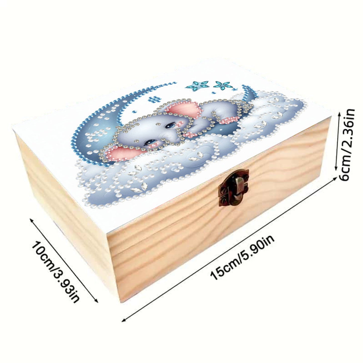 Elephant DIY Wooden 5D Diamond Art Diamond Art Storage Box for Adults Gifts Desk