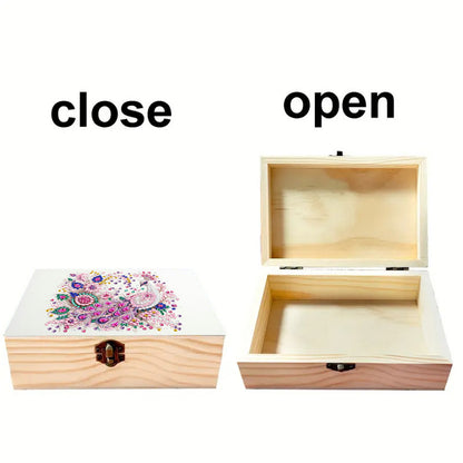 Peacock DIY Wooden 5D Diamond Art Diamond Art Storage Box for Adults Desktop