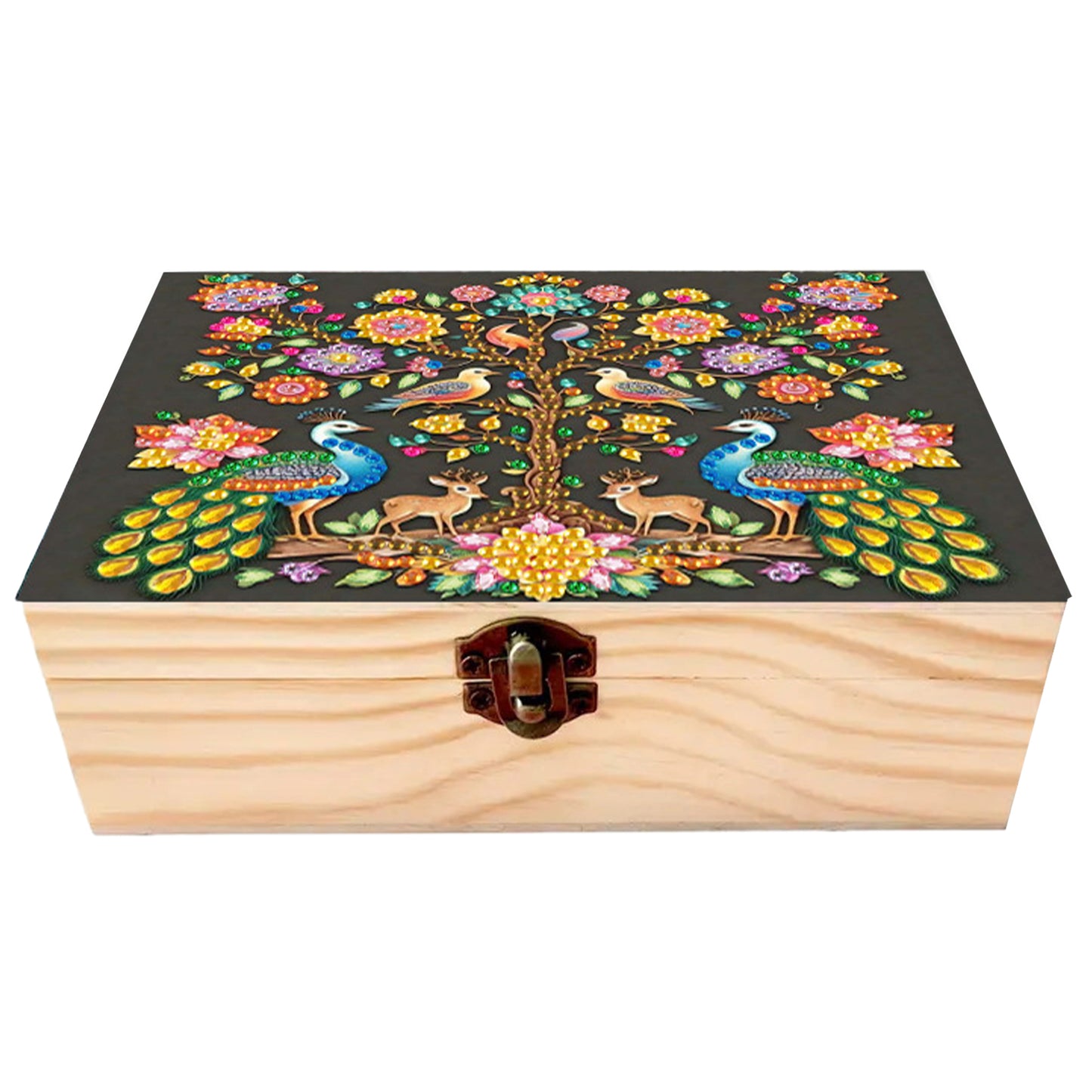 Peacocks and Trees DIY Wooden 5D Diamond Art Diamond Art Storage Box for Adults