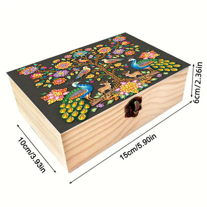 Peacocks and Trees DIY Wooden 5D Diamond Art Diamond Art Storage Box for Adults