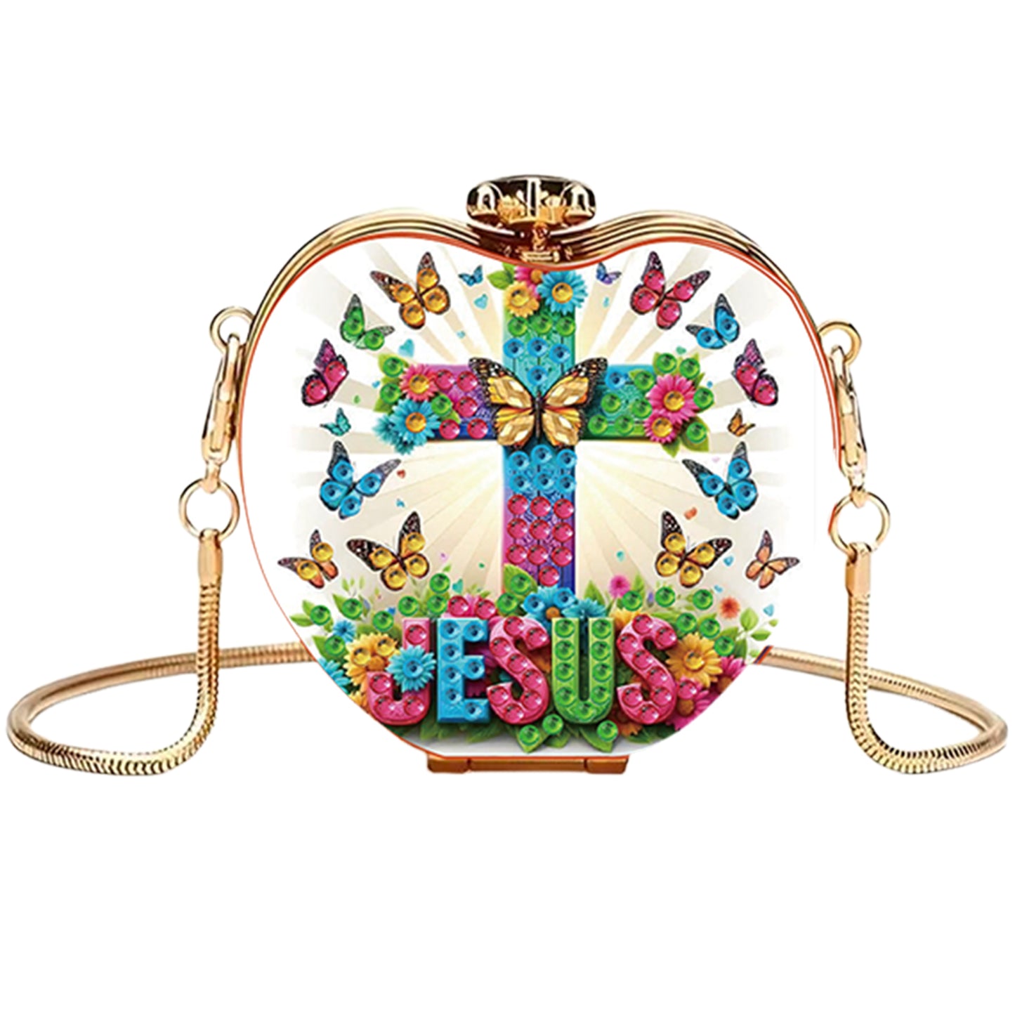 Cross DIY Acrylic Love Art Diamond Painting Coin Purse with Chain for Women Girl