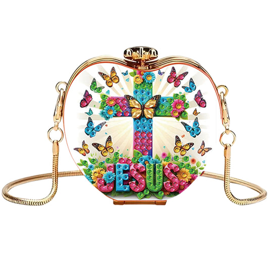 Cross DIY Acrylic Love Art Diamond Painting Coin Purse with Chain for Women Girl