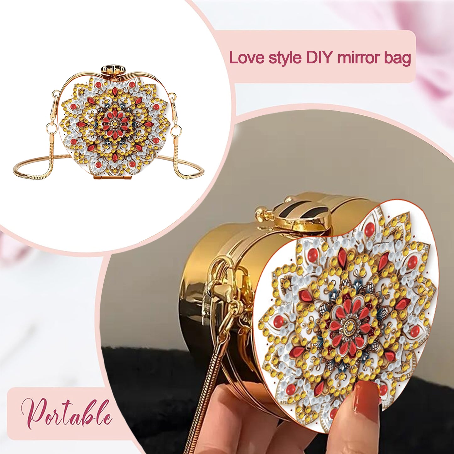 Dandelion DIY Acrylic Love Art Diamond Painting Coin Purse with Chain for Women