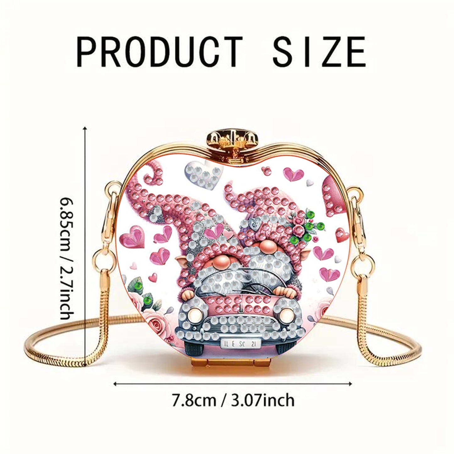 Two Goblins DIY Acrylic Love Art Diamond Painting Coin Purse w/ Chain for Women