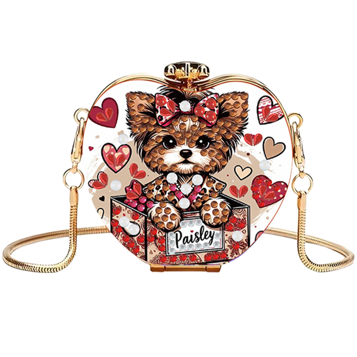 Dog DIY Acrylic Love Art Diamond Painting Coin Purse with Chain for Women Girl
