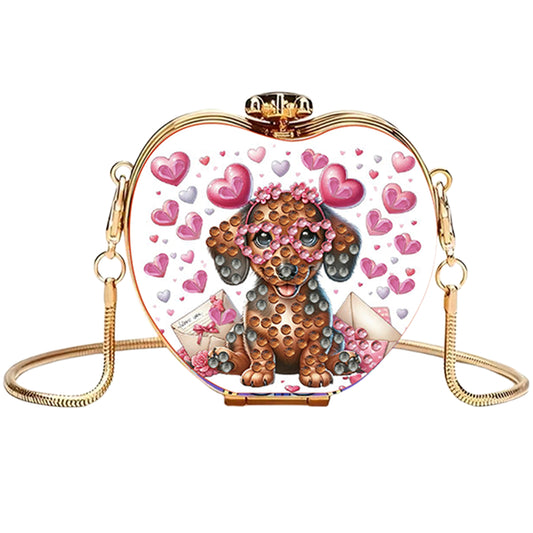 Dachshund DIY Acrylic Love Art Diamond Painting Coin Purse with Chain for Women