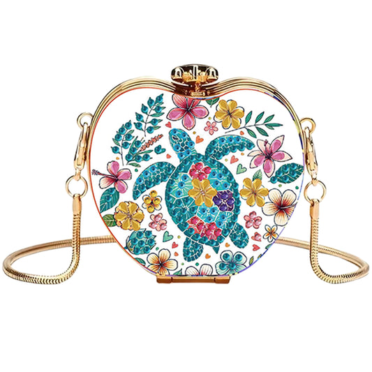 Turtle DIY Acrylic Love Art Diamond Painting Coin Purse w/ Chain for Women Girl