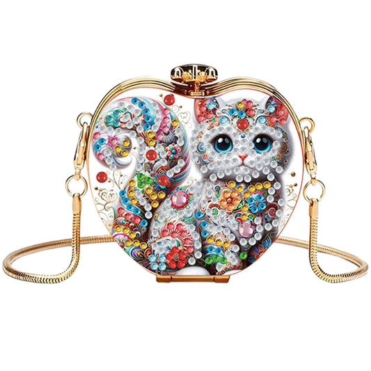 Cat DIY Acrylic Love Art Diamond Painting Coin Purse with Chain for Women Girls