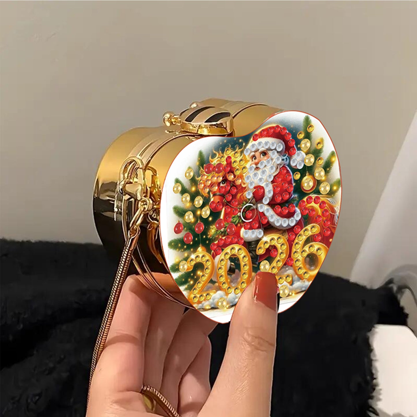 Santa Claus 2026 DIY Acrylic Love Diamond Painting Coin Purse w/ Chain for Women