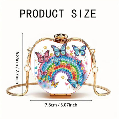 Rainbow DIY Acrylic Love Art Diamond Painting Coin Purse with Chain for Women