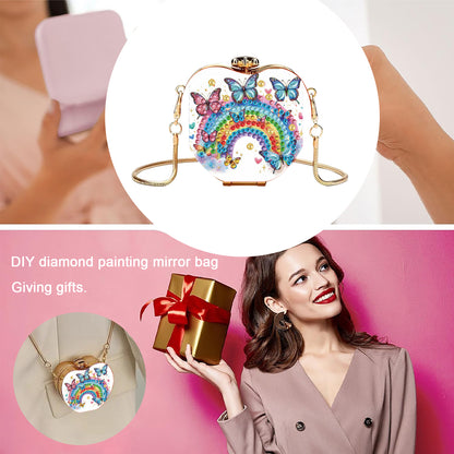 Rainbow DIY Acrylic Love Art Diamond Painting Coin Purse with Chain for Women