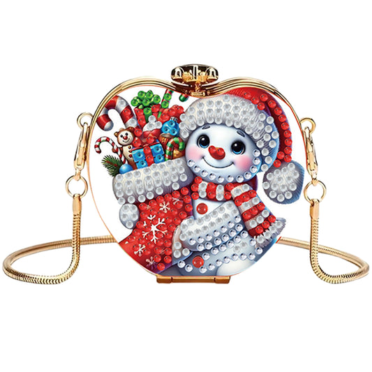 Snowman DIY Acrylic Love Art Diamond Painting Coin Purse with Chain for Women